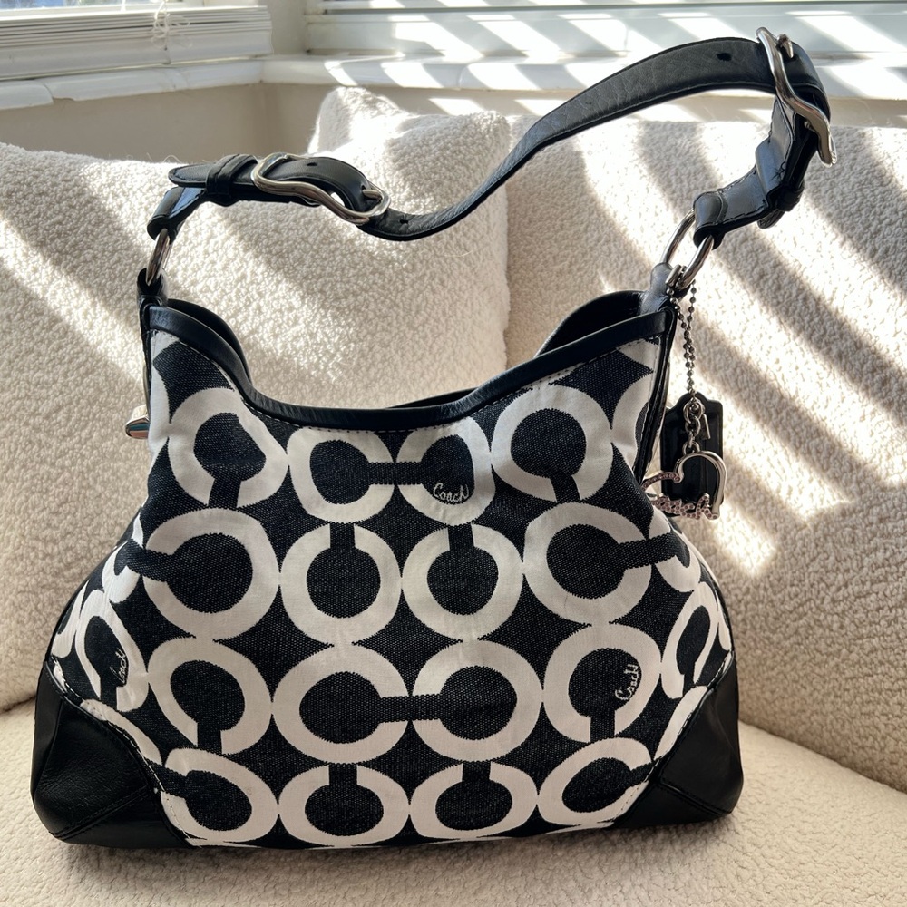 Coach Op Art Peyton Y2K Hobo Bag Pink Crystal Poppy Tag